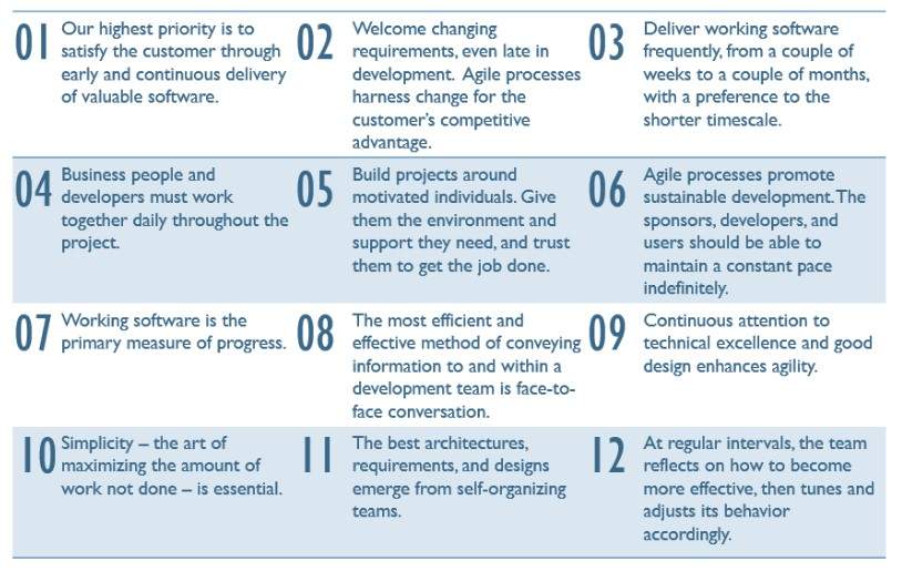 Twelve principles of agile