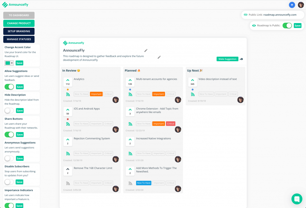 Productflare roadmap