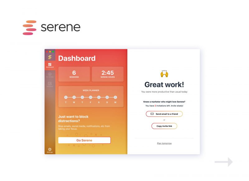Serene: The Focus App for MacOS (Computer Service)) – Electron | React | Node.js image 1