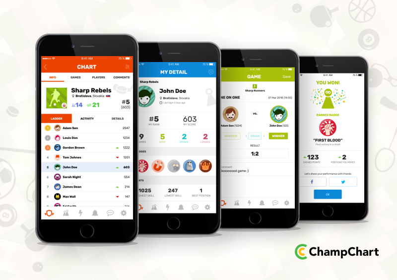 Champ Chart- Free mobile application for tracking scores deployed on Google Play and App Store image 1