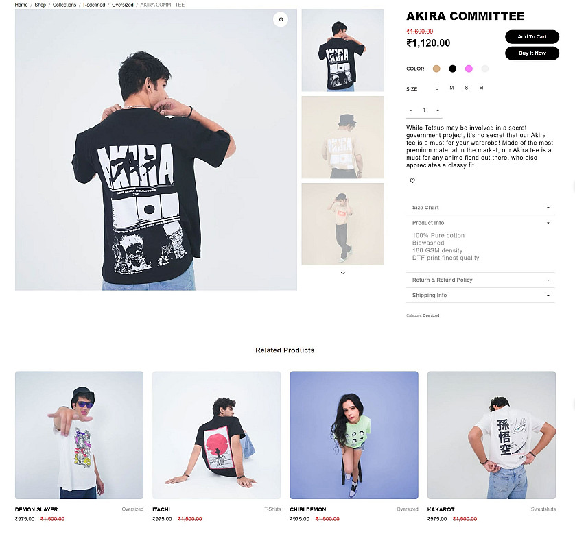 TheMangaStore - Anime Tshirt Brand Ecommerce Web Design image 1