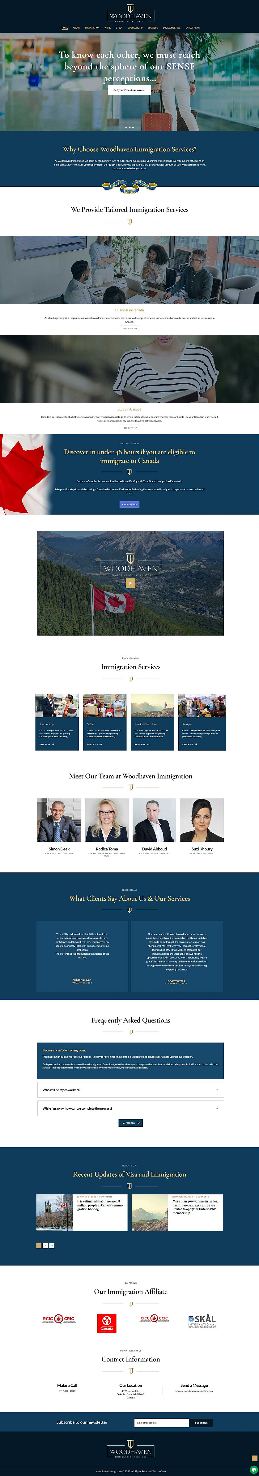 Woodhaven Immigration: Website Design for an Immigration Consultant in Canada image 1